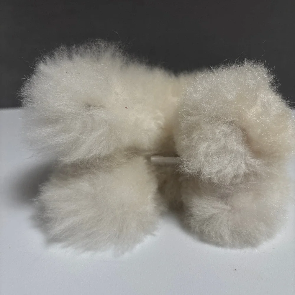 Alpaca Real Fur Figurine Handmade Peru Boho Soft Llama Cream Beige Baby Decor